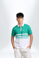 Áo Polo Nam PILI Phối Kẻ Màu Xanh Lá - Ảnh 2