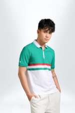 Áo Polo Nam PILI Phối Kẻ Màu Xanh Đỏ Vòng Thân Áo - Ảnh 3