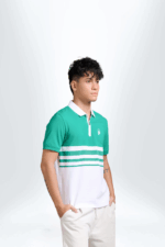 Áo Polo Nam PILI Phối Kẻ Màu Xanh Lá - Ảnh 3