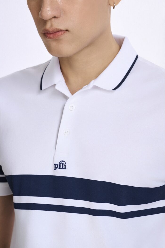 KP057 ao polo phoi soc ngang mau trang soc xanh navy can