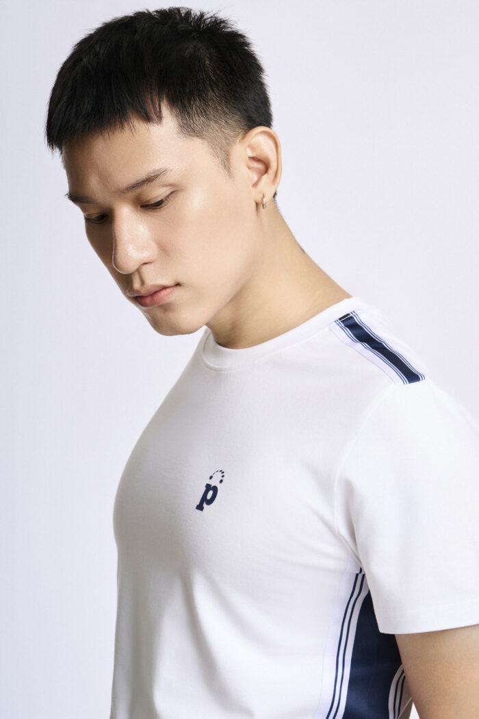 Áo T-shirt Nam PILI Màu Trắng Phối Line Màu Thân Áo - Ảnh 18