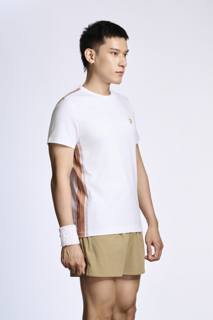 Áo T-shirt Nam PILI Màu Trắng Phối Line Màu Thân Áo - Ảnh 3