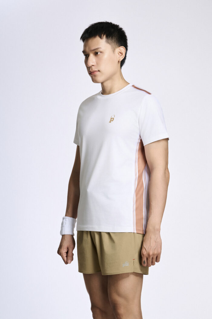 Áo T-shirt Nam PILI Màu Trắng Phối Line Màu Thân Áo - Ảnh 4