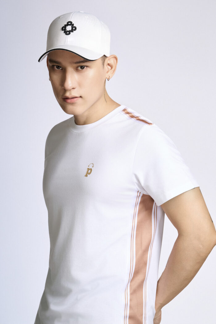 Áo T-shirt Nam PILI Màu Trắng Phối Line Màu Thân Áo - Ảnh 6
