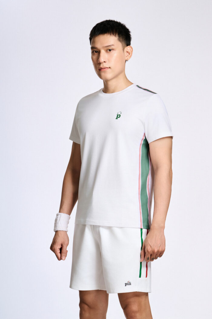 Áo T-shirt Nam PILI Màu Trắng Phối Line Màu Thân Áo - Ảnh 9