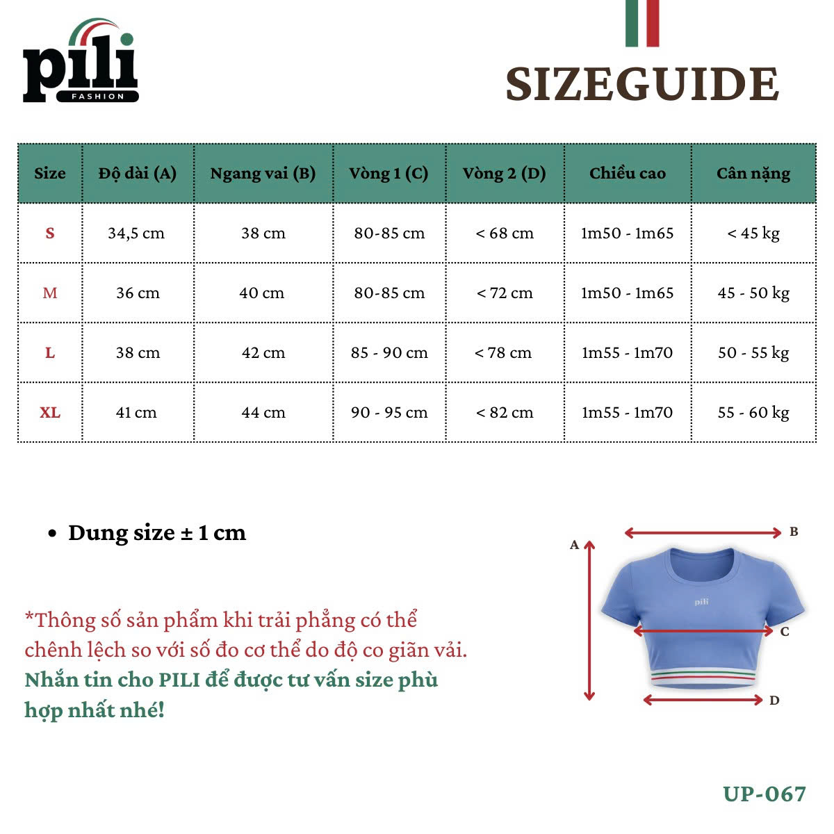 size áo croptop
