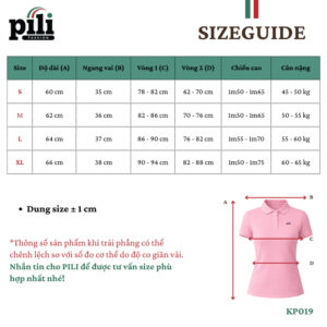 size guide ao thun polo