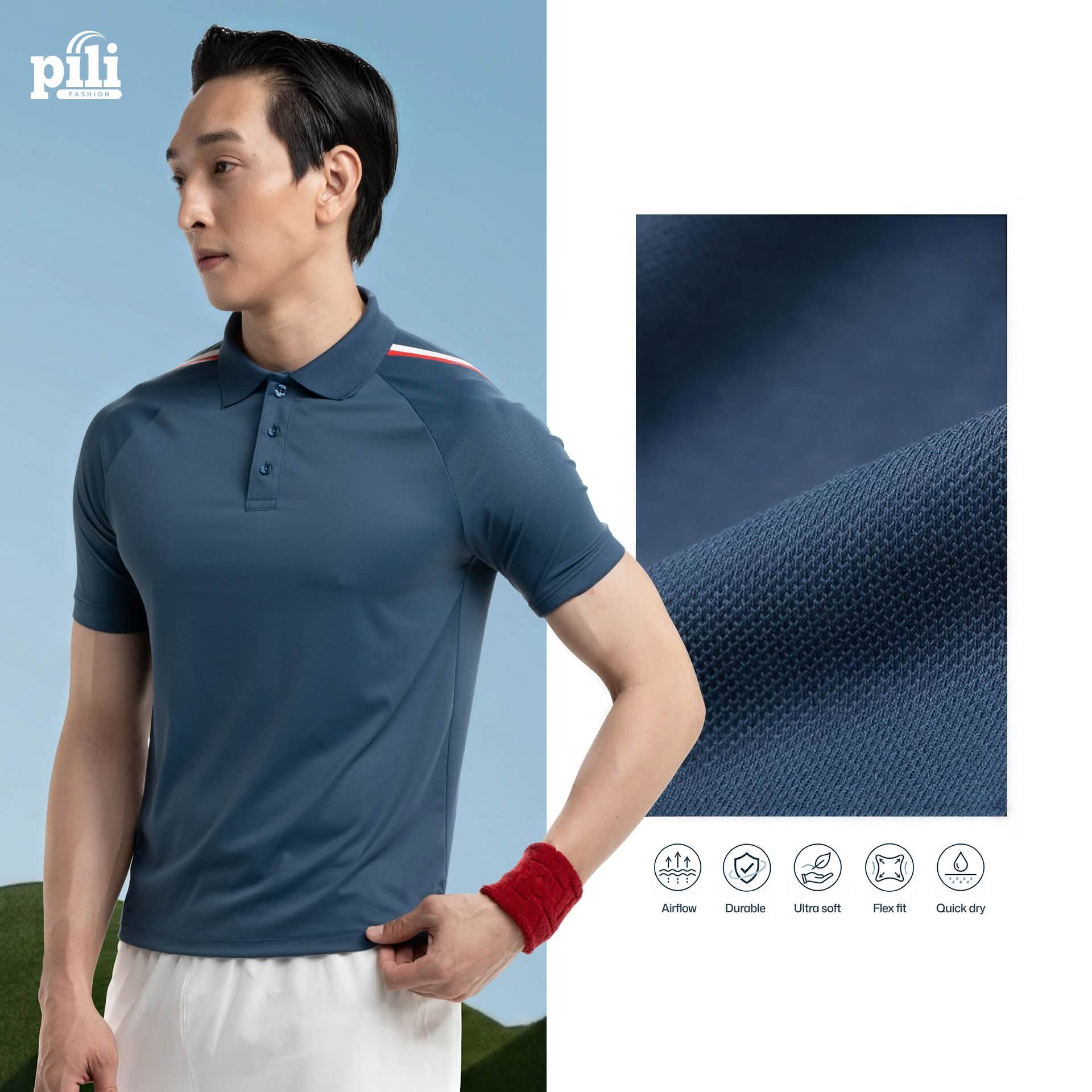Bảng size áo thun nam PILI chuẩn theo chiều cao và cân nặng áo polo nam viền cổ vải co giãn