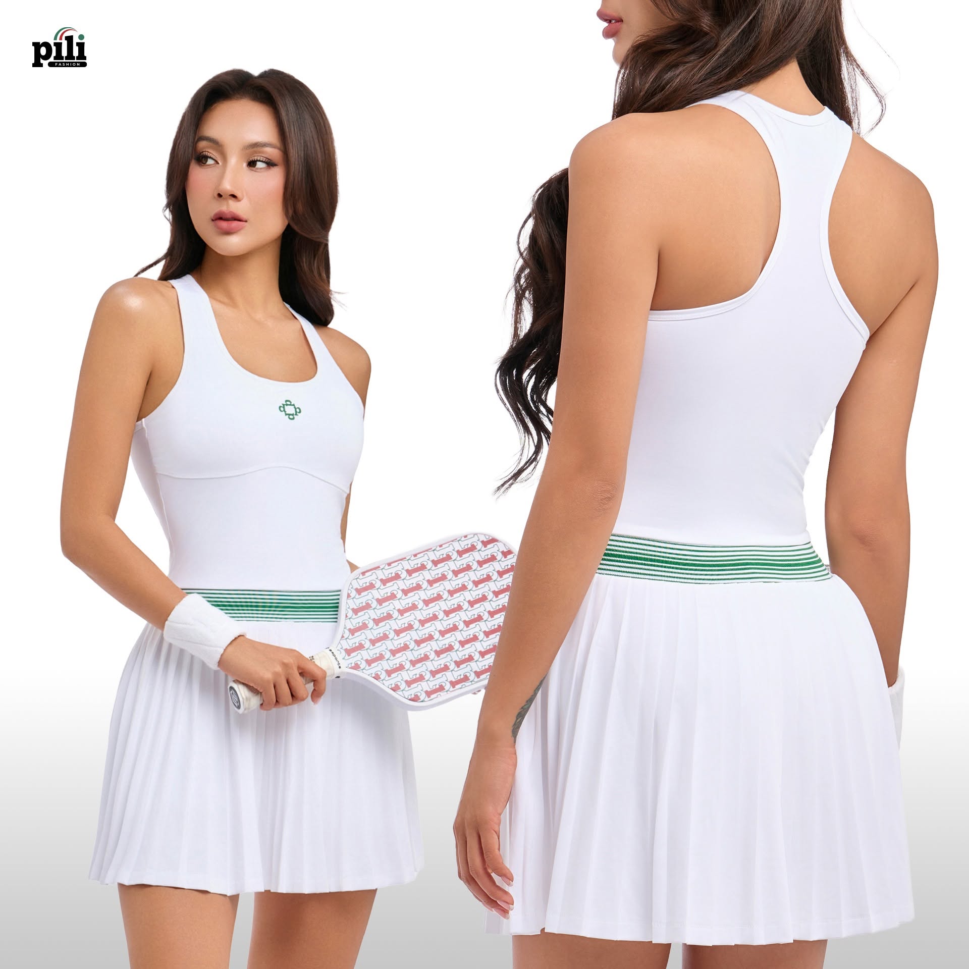 Nữ Chơi Pickleball Nên Mặc Gì? 7 Outfit Vừa Đẹp Vừa Thoải Mái đầm xếp ly bản nhỏ