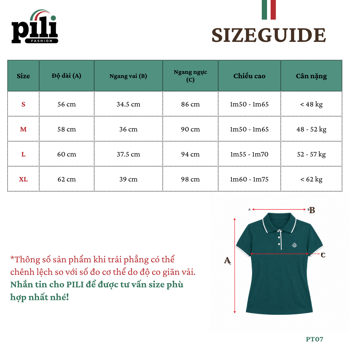 Mẹo Chọn Size Áo Polo Chuẩn Xác Theo Chiều Cao, Cân Nặng Và Phom Áo PPT07PLWW26
